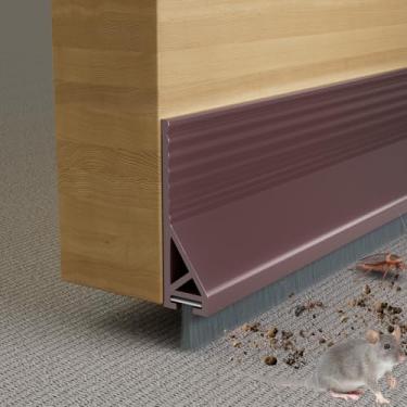 Imagem de ESUFEIR 39” Under Door Draft Stopper para A Parte Inferior Da Porta com Escova, Varredores de Porta para Portas Externas e Internas, Bloqueador de Som para Preenchimento de Vãos So39"×1 Pacote,Marrom
