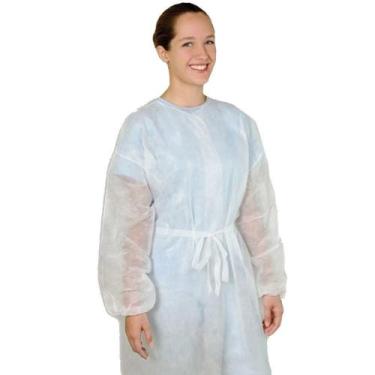 Imagem de Avental manga longa punho de elastico pp 20 branco tamanho m bf pct co