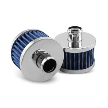 Imagem de 2 peças de filtro de ar para carro adequado para veículos com entrada de ar de 23 mm, tampa de válvula de ventilação de alto fluxo filtro de respiro (azul)