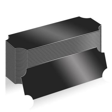 Imagem de 30 placas de nome gravadas a laser placas gravadas a laser placas de nome personalizadas com gravação a laser placa de nome para mesa placa de metal com adesivo para bricolage (2,5 x 6,3 cm preto)