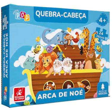 Imagem de Brincadeira de Criança Quebra-Cabeça Infantil 24 Peças Madeira Arca de Noé