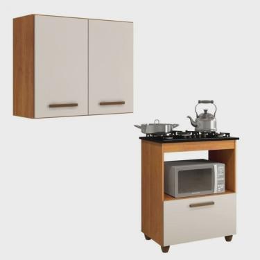 Imagem de Conjunto Armário Aéreo 2 Portas e Balcão para Cooktop 4 Bocas 1 Porta Basculante
