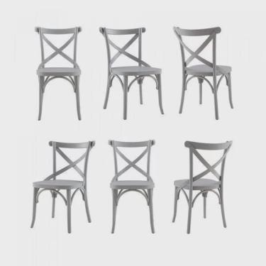 Imagem de Conjunto 6 Cadeiras Madeira Maciça Tauari Cross Laqueado X Texas