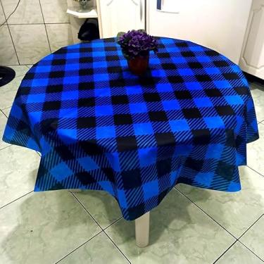 Imagem de Toalha Mesa de TNT Estampada Redonda 1,35 Diâmetro-1 Uni Xadrezao Azul e Preto