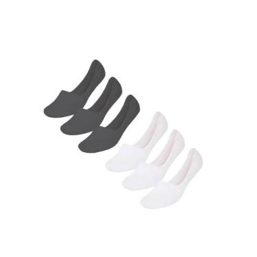 Imagem de Kit 6 Pares de Meias Masculinas Selene 8760.001 Invisível, Branco, Pre
