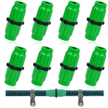 Imagem de Vodolo Kit de reparo de mangueira de jardim expansível, 10 peças de mangueira de canal duplo fêmea conectores macho acessórios com braçadeira de metal compatível com mangueira de bolso adequada para montagem de mangueira de jardim de 1,9 cm ou 1,5 cm