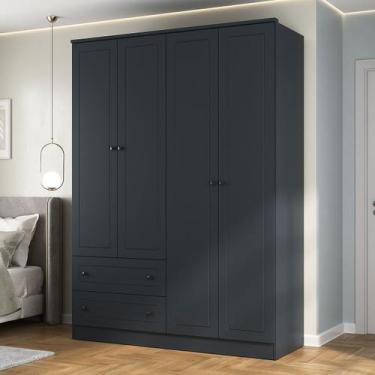 Imagem de Guarda-Roupa Casal Fort 4 Portas 2 Gavetas 100% Mdf Grafite - Manbel, 
