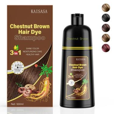 Imagem de Shampoo de tintura de cabelo KAISASA 3 em 1 com cobertura cinza natura