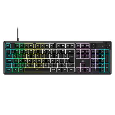 Imagem de Teclado gamer CORSAIR CORE K55 RGB - RGB de dez zonas - Quatro teclas de mídia dedicadas - Switches responsivos e silenciosos - Resistente a respingos de 300ml - CORSAIR iCUE - Layout ABNT2