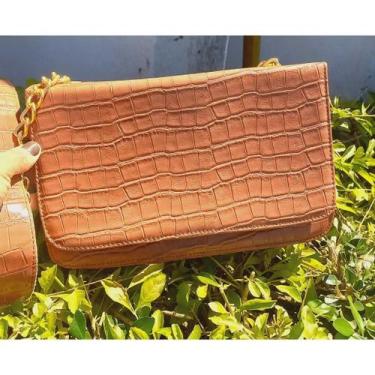 Imagem de bolsa alça de corrente luxo croco - sennamodas, Marron
