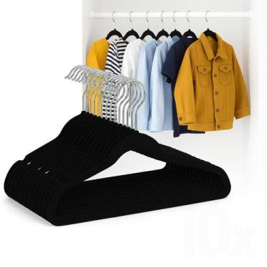 Imagem de Cabide de Veludo Infantil Kit 20 Cabides Slim Antideslizante Para Roup