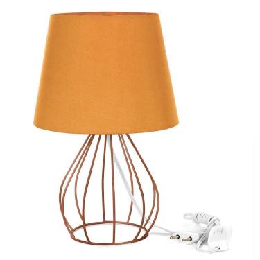 Imagem de Abajur Cebola Dome Laranja Com Aramado Cobre