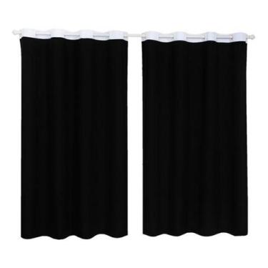 Imagem de Cortina Tecido Oxford Faixa Branco 1,80M X 2,80M - Preto - Campari