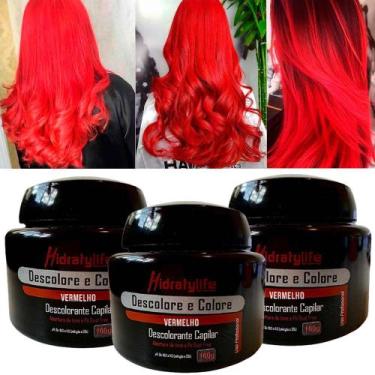 Imagem de Kit 03 Pó Descolore e Colore Vermelho Mairibel/Hidraty 100g