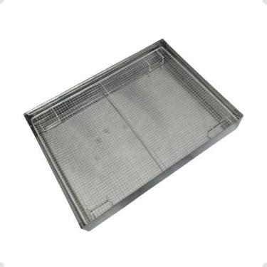 Imagem de Escorredor De Fritura Inox Pastel Salgados Bandeja 25x35x6cm - Valente