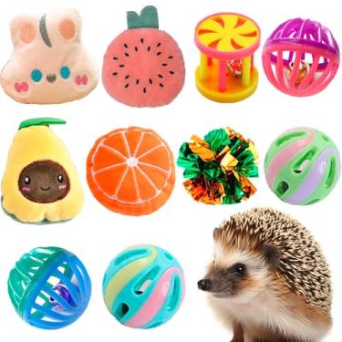 Imagem de VZqola 10 peças de brinquedos de enriquecimento de ouriço fofos suprimentos para gaiola acessórios de gaiola pequenos animais de estimação brinquedos de pelúcia interativos bola de exercício para