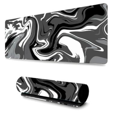 Imagem de Mouse Pad Gamer Profissional Confortável Antiderrapante Escritório e Games (80x40cm) Abstrato Preto e Branco