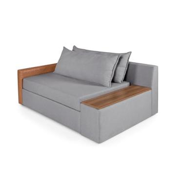 Imagem de Sofá Cama Panamá Casal 2 Lugares com Baú Lateral Modern Base Madeira Linho Grafite - Casa Imperial