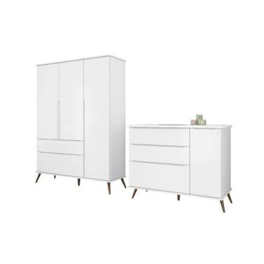 Imagem de Quarto Infantil Bebê Rêtro Ana Vitória 2 Peças Branco 100% MDF - Phoen