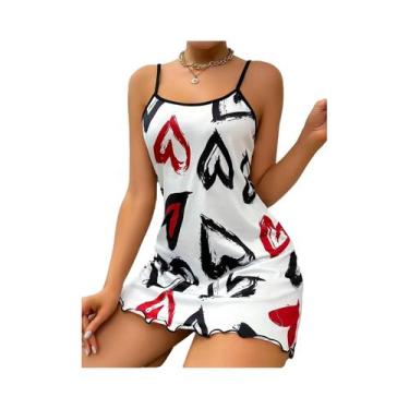 Imagem de Camisola Sexy Feminina com Estampa de Borboleta Rosa - Gola Redonda e 