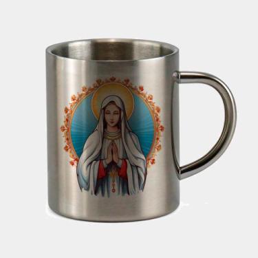 Imagem de Caneca de Inox Premium Prateada 400ml Santo Nossa Senhora de Fatima Ig