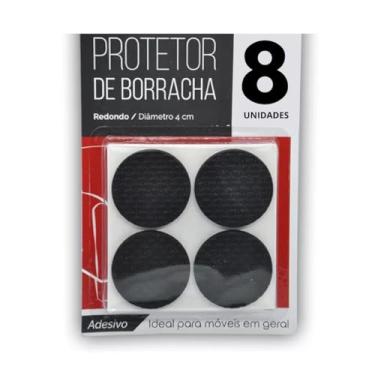 Imagem de 2 Kit de 8 Protetores de Borracha Redondo 4cm Autoadesivo Pé Moveis Cadeiras Resistente Piso Proteção Porta Anti deslizante - Total de 16 Unidades