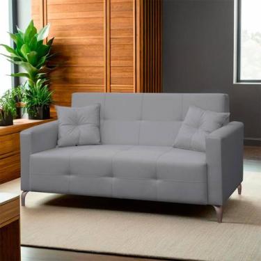 Imagem de Sofá Fixo 2 Lugares 1,60 Espanha Living Linho Pés Metal e Molas - SOFA