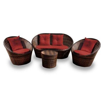 Imagem de Conjunto De Sofá Bola 1 Sofá + 2 Poltronas + 1 Mesa Centro