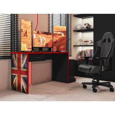 Imagem de Mesa Gamer Drx 9000 Uk Espresso Móveis Preto Tx/vermelho Tx