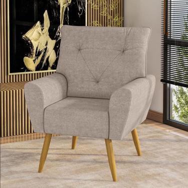 Imagem de Poltrona Matrix Dalia Com Pés De Madeira E Revestida Em Veludo Turquey Bege