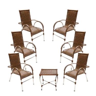 Imagem de Kit 6 Cadeiras E Mesa Vênus Churrasco Trama Argila