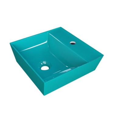 Imagem de Cuba De Apoio Para Banheiro Aq33 Angular Volcano Azul Turquesa