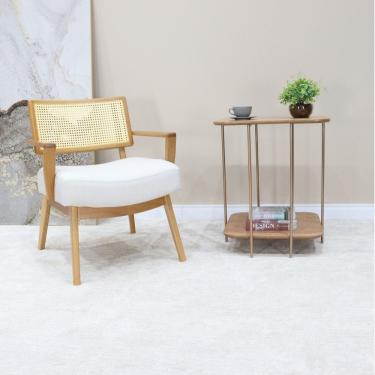 Imagem de Mesa Apoio Onix Alta Metal E Madeira Amêndoa-cobre