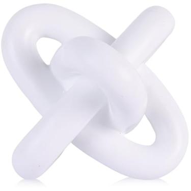 Imagem de XMGZQ Decoração de nó branco para livro de mesa de centro, decoração de corrente para estante de entrada, suporte de TV, escultura minimalista de nó para sala de estar, decoração de objetos para sala