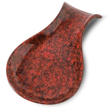 Imagem de Hasense Descanso De Colher Para Bancada Cozinha, Suporte Grande Cerâmica 7" Fogão, Café Moderno, Espátula, Resistente Ao Calor, Lavável Na Máquina Lavar Louça, Vermelho