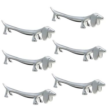 Imagem de IUAQDP Suporte De Metal Para Pauzinhos Cachorro, 6 Peças, Almofada Descanso Salsicha, Prateado Filhotes, Colher, Garfo, Faca, Talheres, Escova, Decoração Mesa Casa, Cozinha