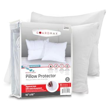 Imagem de Guardmax Protetor De Travesseiro Malha Com Zíper - Pacote 2 100% À Prova D'Água, Antipercevejos, Antiácaros E Hipoalergênico. Capas Premium (16 X 16).