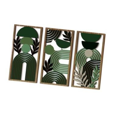 Imagem de IEUDNS 3x Painéis decorativos de parede vazada com linhas abstratas para decoração de arte em madeira para cozinha, berçário, corredor, ambiente interno e