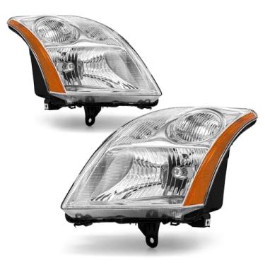 Imagem de AXLAHA Conjunto de farol para Nissan Sentra 2007 2008 2009 farol 2007-2009 carcaça cromada refletor âmbar par de substituição esquerda e direita