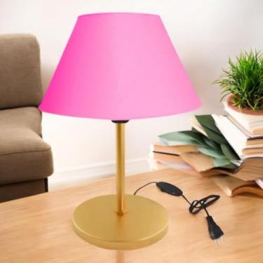 Imagem de Luminária de Mesa Abajur Cúpula Injetada para Escritório Quarto Recepção Decoração Sala Moderno (DOURADO/ROSA)