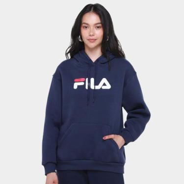 Imagem de Moletom Fila Comfort Letter Winter Com Capuz Feminino, Marinho, GG