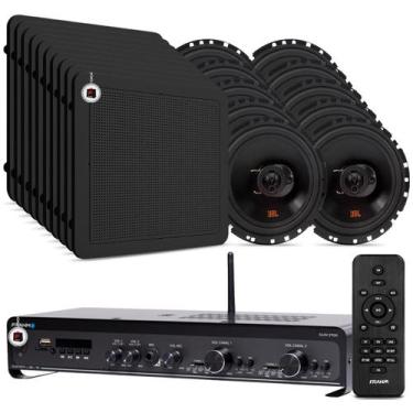 Imagem de Kit Som Ambiente Academia Salão Lojas Bluetooth Conexão Tv Usb Sd Slim