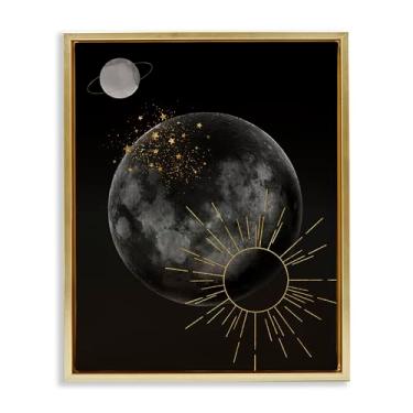 Imagem de Stupell Industries Design de arte de parede em tela flutuante minimalista de galáxia planetária dourada por Daniela Santiago, 43 x 53 cm