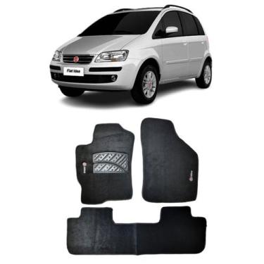 Imagem de Jogo Tapete Carpete Fiat Idea 2007 a 2014 Com Logo Bordado Preto- 400.