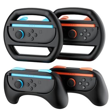 Imagem de Hosanwell Switch 2 Steering Wheel & JoyCons Grip Kit - 2-in-1 Pro Controller Accessories Compatible with Switch 2 (2025) Console - Ergonomic Design for Enhanced Gaming Experience