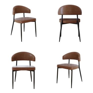 Imagem de 4 Unidades Cadeira Bless Fixa C/4 Pés 53 X 55 X 78cm. Courino Whisky Courino Whisky