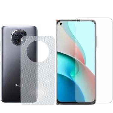 Imagem de Película Hidrogel + Adesivo Fibra De Carbono Para Xiaomi Redmi Note 9t -transparente