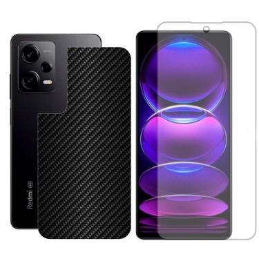 Imagem de Película Hidrogel + Adesivo Fibra De Carbono Para Redmi Note 12 Pro Plus 5g - Preta