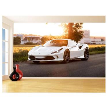Imagem de Papel De Parede 3D Carro Ferrari Branca Pista 3,5M Car161 - Você Decor