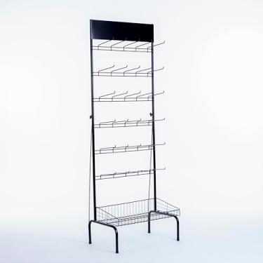 Imagem de Expositor para encartelados, condimentos, alhos, chás e salgadinhos com 30 ganchos e 1 cesto (Preto)